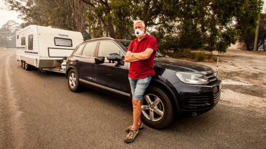 John Edwards from Patterson Lakes joins the second convoy departing Mallacoota for Eden.
