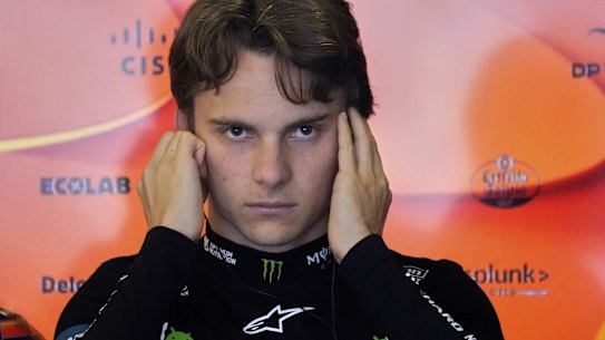 McLaren driver Oscar Piastri of Australia prepares for the third practice for the Azerbaijan Formula One Grand Prix in Baku, Azerbaijan, Saturday, Sept. 20, 2025. (AP Photo/Darko Bandic)