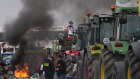 Protesting farmers block a highway in Jossigny, east of Paris