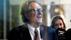 Winning smile ...Geoffrey Rush leaves court on Monday afternoon, soon after the Telegraph sait would not pursue claims of apprehended bias by the trial judge.
