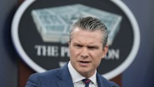 Pete Hegseth speaks with the press during the March 2 briefing at the Pentagon.