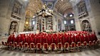 Cardinals attend a mass on the fifth of nine days of official mourning for the late Pope Francis.
