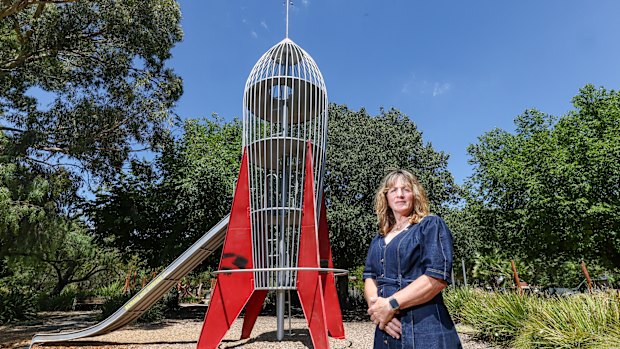 Benalla Mayor Bernie Hearn at the town’s rocket playground that has been recommended for heritage listing.