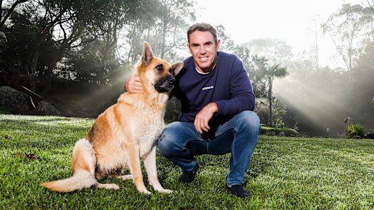Brad Fittler takes some time out this week with his German Shepherd, Evie.