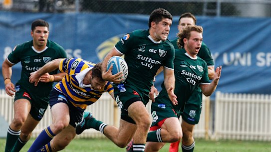 Randwick No.10 Ben Donaldson takes a carry during his side's win over Sydney University. 