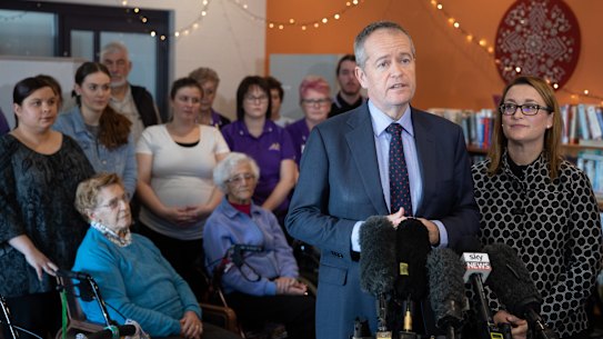 Bill Shorten has acknowledged aged-care workers are underpaid, but said any policy would have to wait until the completion of the royal commission.