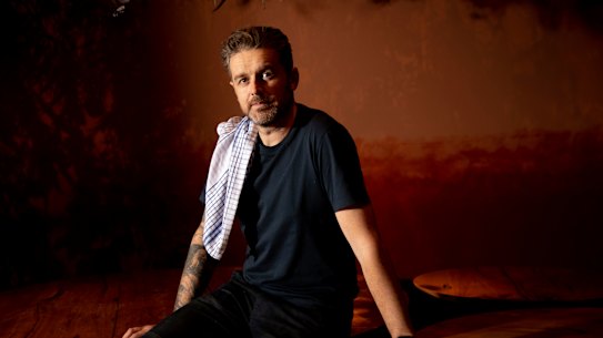 Jock Zonfrillo pictured in Orana’s Surry Hills pop up restaurant in 2019.