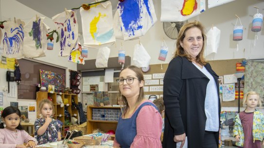 Sally Lamb (left) and Anna Chiera of Annie Dennis Children’s Centre in Northcote.  