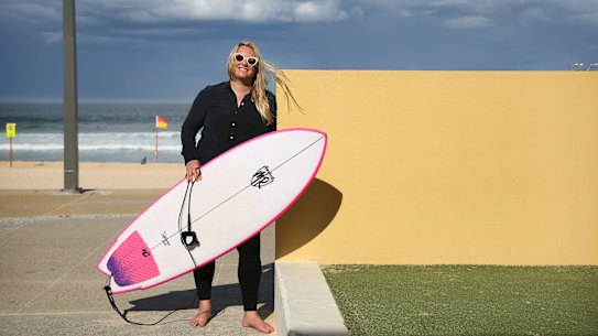SMH NEWS/SPORTS: Portrait of former professional surfer and recently appointed Head of Surf Competition of the World Surf League, Jessi Miley-Dyer at Marourbra Beach, Sydney. March 25, 2021: Photograph by James Alcock/NINE Media.