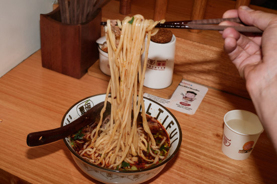 Lanzhou-style noodles at Bowltiful in Melbourne’s CBD.