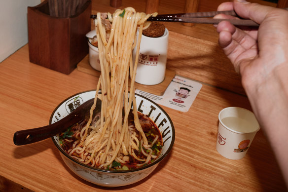 Lanzhou-style noodles at Bowltiful in Melbourne’s CBD.