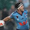 Nathan Cleary celebrates his try.