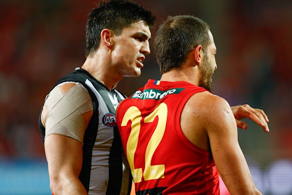 Brayden Maynard and Ben Long went toe to toe on Saturday night, but Long was the only one suspended from the game.