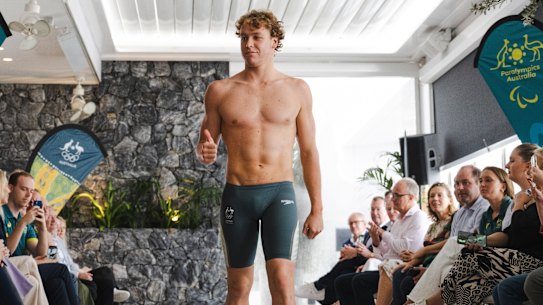 Sam Short sports the new Speedo swimsuit line in Brisbane.