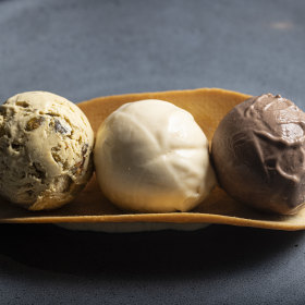 Trio of ice-creams.