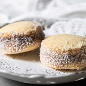 Alfajores, shortbread biscuits sandwiched with dulce de leche caramel.