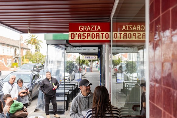 Grazia D'Asporto does pizza al taglio (rectangular slices) by day, and round bases after dark.