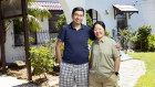 Nicky Dhillon and wife Elise Lee at their family home which they are selling. 