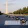 The presidential motorcade driving along the Reflecting Pool when it was drained in May.