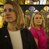 Bound together: Kathryn Joy, Rebecca Burdon and Beverley Attard spent years searching for people with shared experience after their mothers were killed.