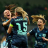 Shea Connors celebrates her match-winning goal for Sydney FC.