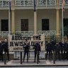 The National Socialist Network holding a rally outside parliament in Sydney.