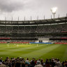 MCG mood: Day one of the Test was played under greying skies before the rain arrived.