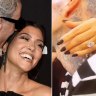 Of course Kourtney Kardashian is on trend with her engagement ring