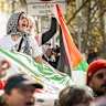 Pro-Palestine protesters in Melbourne in 2024.