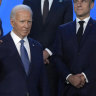 President Joe Biden with NATO leaders at the summit in Washington.