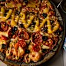 The Fantastic Four pizza at Pizza Monster made with black rice.