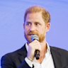 Prince Harry speaking at the InterEdge Summit in Melbourne on April 16, 2026.