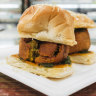The vada pav sandwich at Calcutta Sweets & Savouries in Bentley.