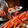 The seafood tower at the Collins Kitchen buffet at Grand Hyatt.