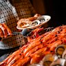 The seafood tower at the Collins Kitchen buffet at Grand Hyatt.