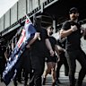 Neo-Nazis marching through Melbourne in 2023.
