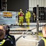 Fire Rescue and Victoria Police on the scene of a fire at a liquor wholesale factory in Keysborough.