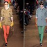 Coloured stockings hit the March ’24 Miu Miu runway show.