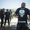 CFMEU delegates dispersing from an emergency meeting in Melbourne on Tuesday.