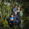 The Dorin family - Gordon, Archie, Saul 9 and Joshua, 6 - in their Kew front yard.