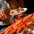 The seafood tower at the Collins Kitchen buffet at Grand Hyatt.