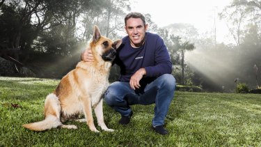 Brad Fittler takes some time out this week with his German Shepherd Evie.