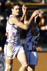 Rory Lobb celebrates a goal.