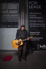 Busker Chris Mineral on ‘his’ spot.