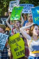Pro-choice protesters in Brisbane in 2017.