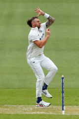 James Pattinson knocked over Jason Sangha.