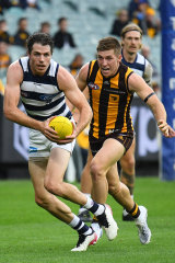 Hawks fans let favourite son, and now Geelong player Isaac Smith have it during the game.