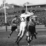 Head high tackle from England, Mike Sullivan (England No. 23) June 2, 1962.