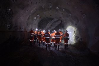 Visitors inspect Kirkland Lakeâ€™s Gold Mine near Bendigo, Victoria. 