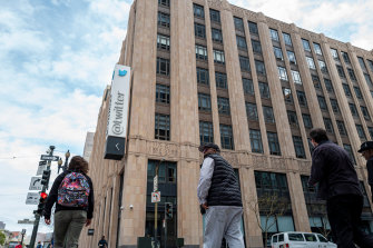 Twitter headquarters in San Francisco, California. Staff are waiting for answers  on what Musk’s deal means for them.